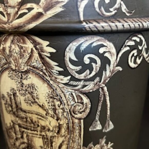 Antique Large Toleware Chinoiserie Tea Caddy Canton n°3 Iron Tea Box - Picture 9 of 16